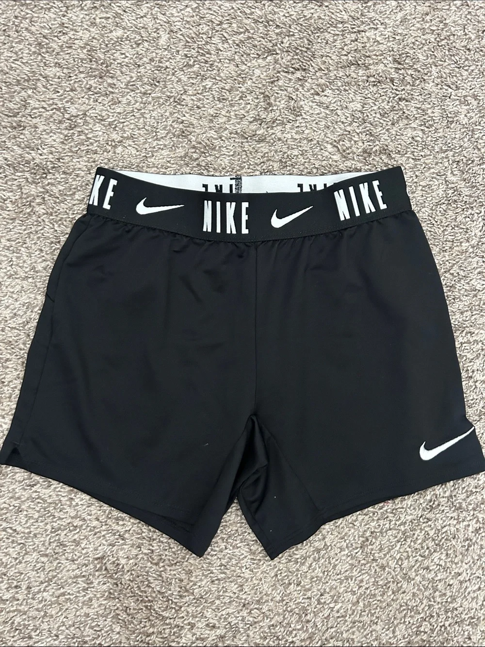 Nike Black Kids Athletic Shorts with White Swoosh